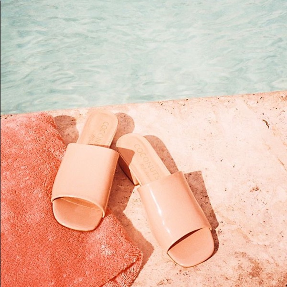 NIB Chic Nude Patent Low Heel Mules - Picture 3 of 8